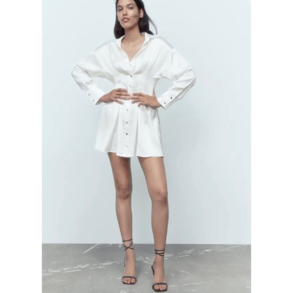 Zara darted satin effect mini dress BLOGGERS FAVORITE!!!! - Picture 6 of 9